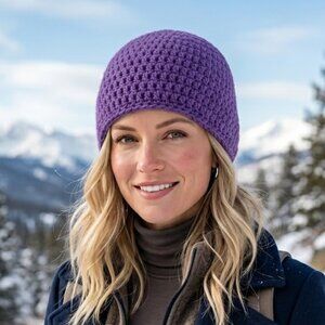 Dark Purple Crochet Hat Toque Beannie